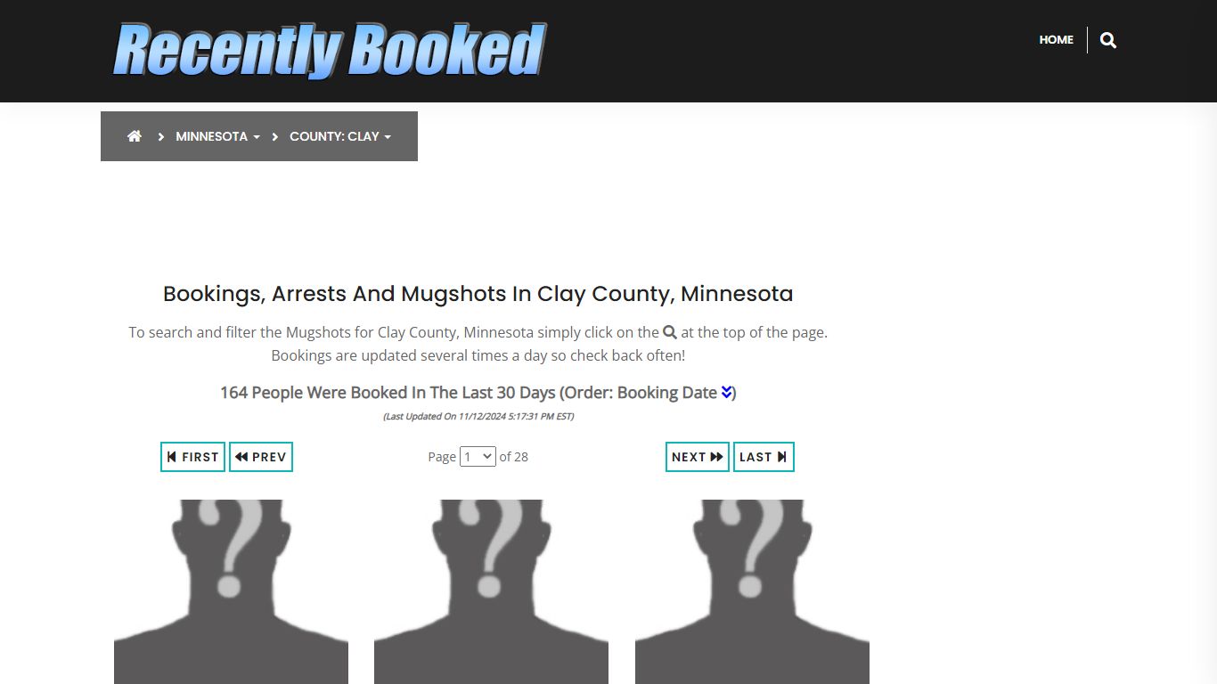 Bookings, Arrests and Mugshots in Clay County, Minnesota - Recently Booked